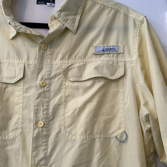 Pale Yellow Men's Habit Outdoor Fishing Performance Shirt Size large - Picture 2 of 8